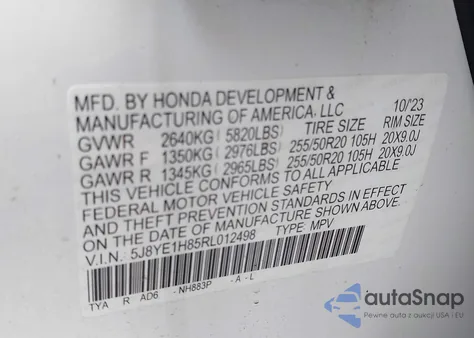 2024 Acura Mdx Advance Package z USA, uszkodzony, nr VIN 5J8YE1H85RL012498